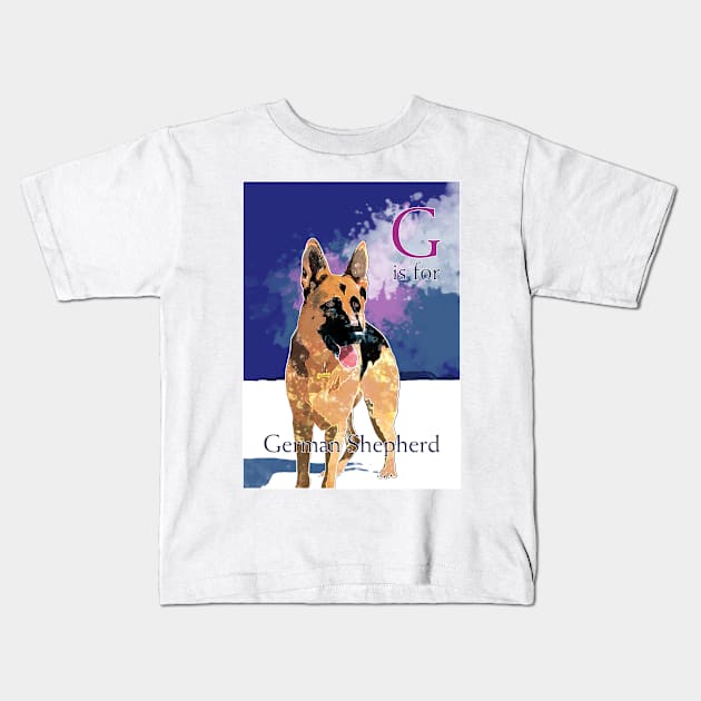 G is for German Shepherd Kids T-Shirt by Ludwig Wagner